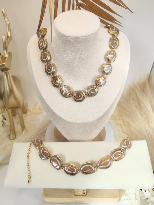Ensemble Paloma fait main en pâte polymère -bijoux artisanal
