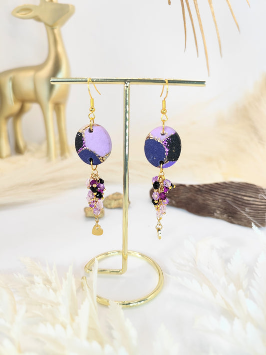 Boucles d'oreilles en pâte polymère et perles